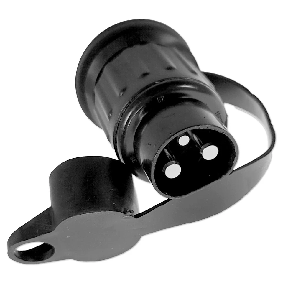 Anhängerstecker Set 3 polig 25A Stecker Steckdose DIN 9680 Schwarz 6V 12V 24V - Bild 2 von 4