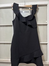 Express Black Knit Ruffle Sleeveless V-Neck A-Line Dress Short Size M