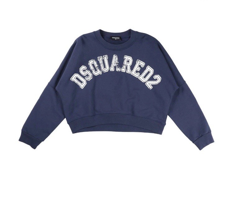 RRP€150 DSQUARED2 Kids Sweatshirt Size 4Y Blue Print Logo Long Sleeves