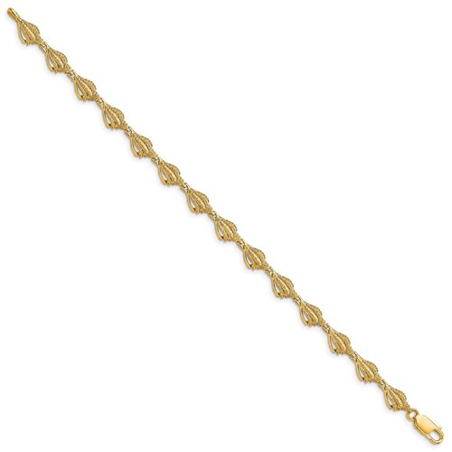 7,25" 14K Gelbgold Muschel Muschel Armband - Bild 2 von 4