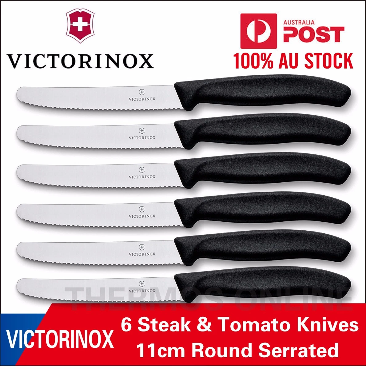 Swiss Classic 6-Piece 4.5 Round Tip Serrated Steak Knife Set by Victorinox