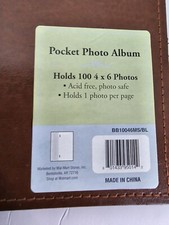 VTG. Pocket Photo Album Holds 100 4x6 Photos. BB10046MS/BL