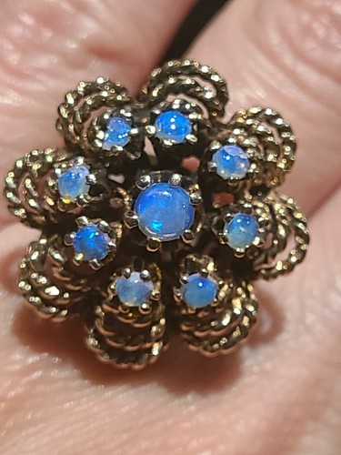 14k Antique Ring, 14k Handmade Flower Ring, Gold Antique Ring