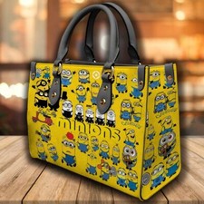 Minion Leather Handbag, Disney Cartoon Purse, Shoulder Bag, Gift for Women