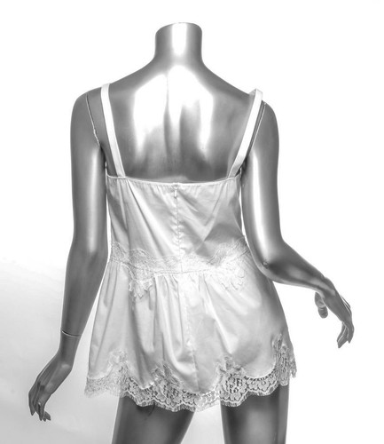 Top sin mangas DOLCE & GABBANA para mujer blanco algodón floral encaje sin mangas IT42 US6 M - Imagen 3 de 4