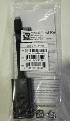 GENUINE DELL Sealed USB-C to 2.5Gbps Ethernet Adapter Dell DP/N 06F9TG
