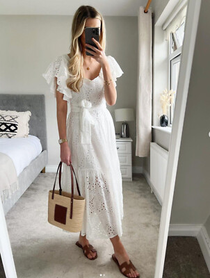 NWT ZARA WOMAN'S MIDI DRESS WITH CUTWORK EMBROIDERY WHITE SIZE XS 7686/992 | eBay NWT ZARA WOMAN'S MIDI DRESS WITH CUTWORK EMBROIDERY WHITE SIZE XS 7686/992 | eBay