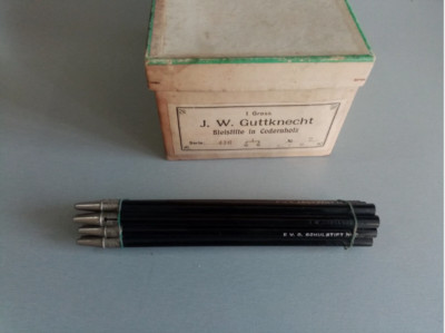 12 PCS VINTAGE E.V.O.  2-in ORG.BANDEROL-12 PCS GRAPHITE PENCILS-1930s-RARE
