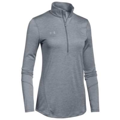 UNDER ARMOUR Women's Locker 1/2 Zip Training Top sz Large Silver Charcoal Shirt