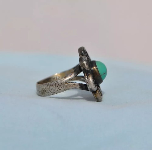 Old Pawn Sterling Silver Native American Indian Turquoise Ring Size 6.5 - Picture 2 of 6
