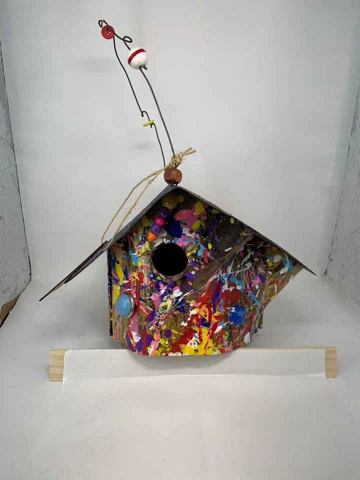 Handcrafted Artful Birdhouse – Vibrant & Nature-Inspired Design Functional - Image 2 of 4