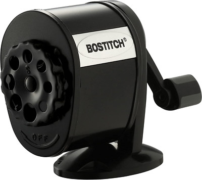 Wall Mount Manual Pencil Sharpener, 8 Hole Dial, Tip Saver, Black (MPS1-BLK)