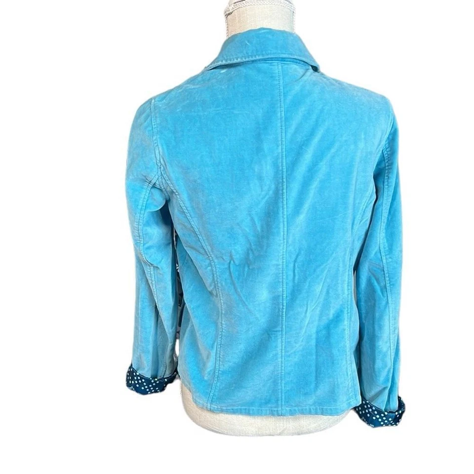 Chaqueta Blazer Sundance Manga Larga Abotonada Azul Terciopelo Mujer Talla 2 Retro Foto 4 de 4