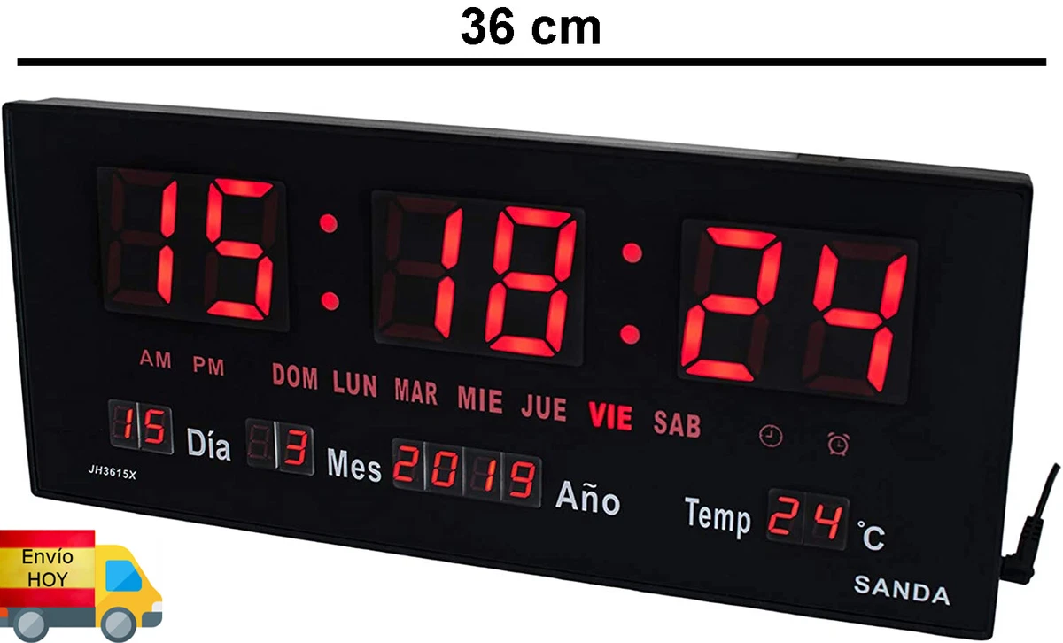 RELOJ DE PARED DIGITAL GRANDE 36CM ALARMA CALENDARIO TERMOMETRO ENVIO HOY