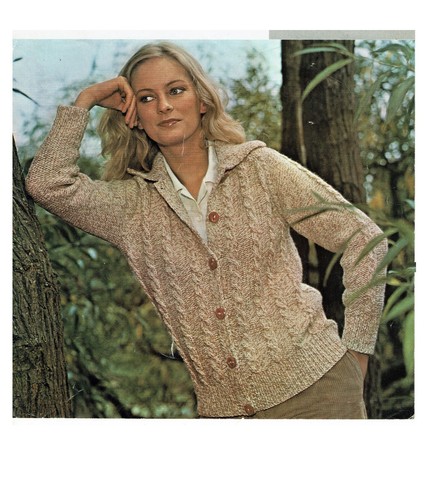 Aran cardigan knitting pattern for Lady 