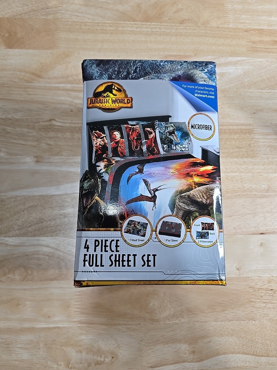 Jurassic World Fallen Kingdom Bettwäsche-Set – Mikrofaser-Bettlaken 4-teilig Full Size