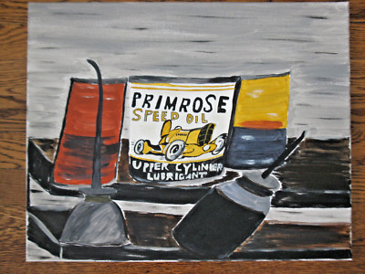 Original Oil Can Old Garage Decor Acrylic Painting 16''x20''