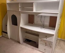 Loft Bed, Desk, Dresser And Storage