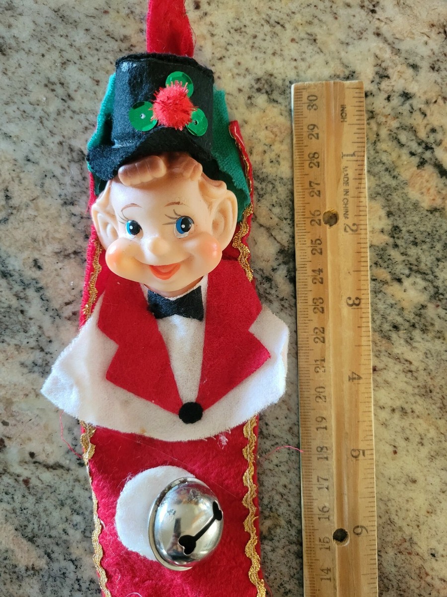 Vintage JAPAN Christmas ELF IN TUX & HAT JINGLE BELLS WALL
