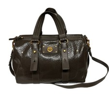 Marc By Marc Jacobs Taupe Patent Leather Boston Satchel Cross-Body Bag Large GUC