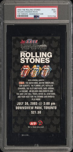 30.07.03 Molson Canadian Rocks for Toronto ROLLING STONES Concert Ticket Stub PSA