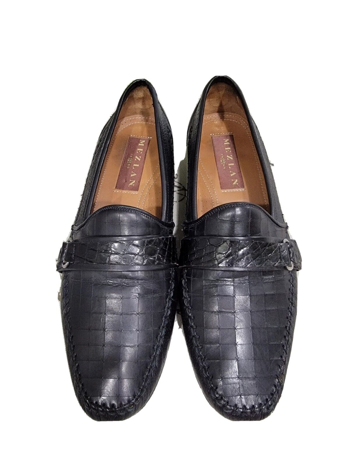Mezlan Genuine Crocodile Shoes Black Hand Sewn Lo… - image 1