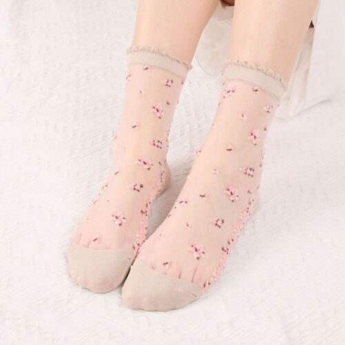 1 Paar Seide In Kristallseide Frauen Kurze Socken In Baumwollstätten Socken F ↓ - Bild 20 von 28