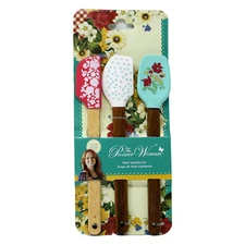 The Pioneer Woman 3-Piece Mini Spatulas with Acacia Wood Handles Set Floral