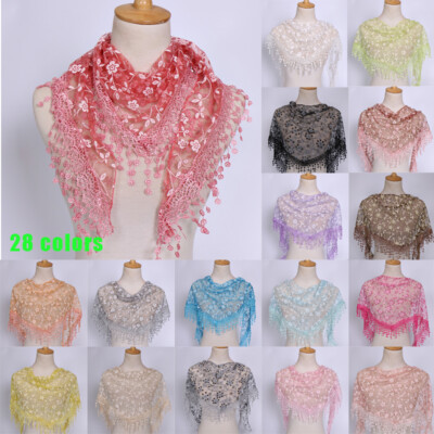 ❀ Women In Pizzo Floreale Velo Chiesa Mantilla Sciarpa Shawlscarv