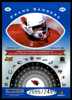 Frank Sanders 1997 Pinnacle Totally Certified Platinum Blue #62