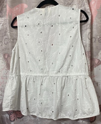 FILO UNIVERSALE senza maniche occhielli ricamati taglia L blusa boho coulisse vita - Foto 4 di 9