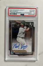 2024 BOWMAN DRAFT NICK KURTZ CHROME BASE AUTO PSA 10 GEM MINT ATHLETICS