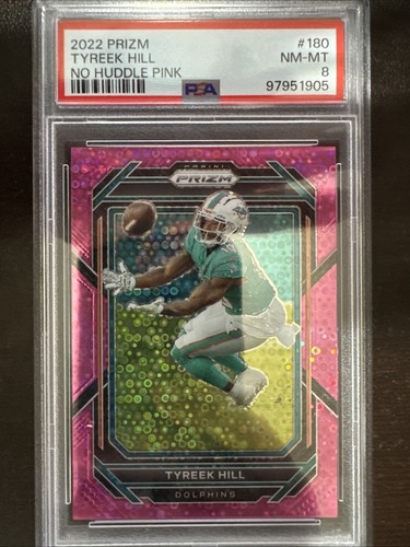 2022 Panini Prizm Tyreek Hill Pink No Huddle Prizm /15 #180 PSA 8