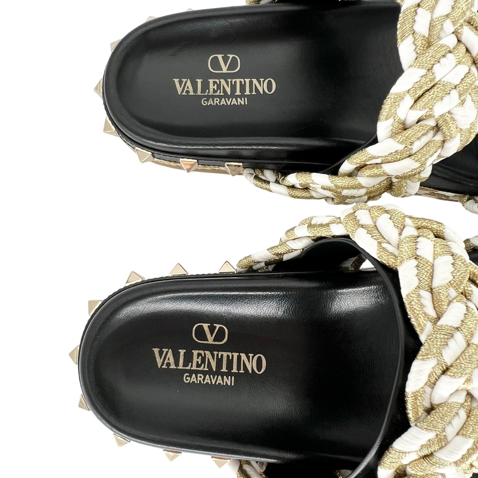 VALENTINO GARAVANI Rockstud Metallic Rope Slide Espadrille EU 37 Gold Sandals  thumbnail 9
