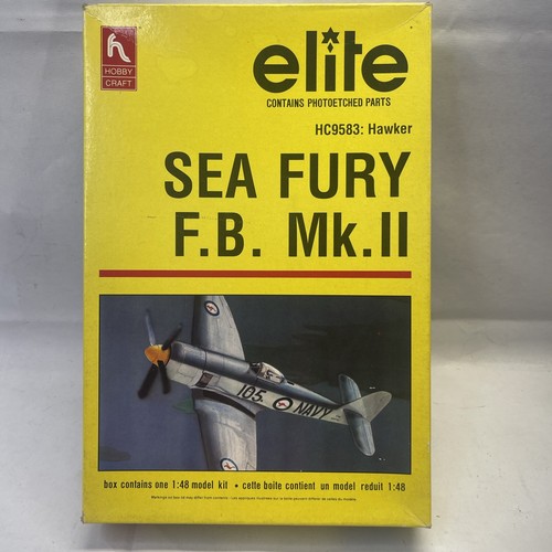 HC Elite Hawker Sea Fury F.B. Mk.II 1:48 Model Aircraft Kit c1991 NIOB -Extras!