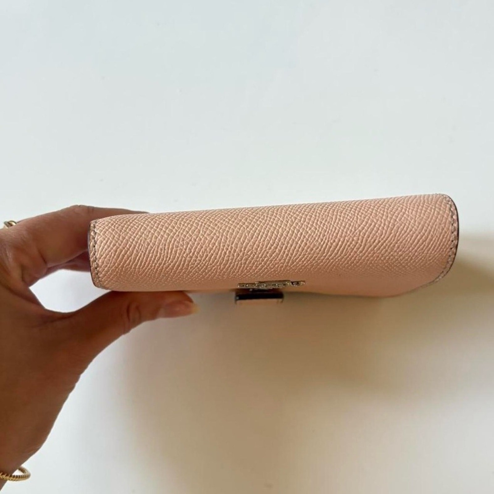 Coach Medium Corner Zip Wallet in light pink taupe crossgrain leather