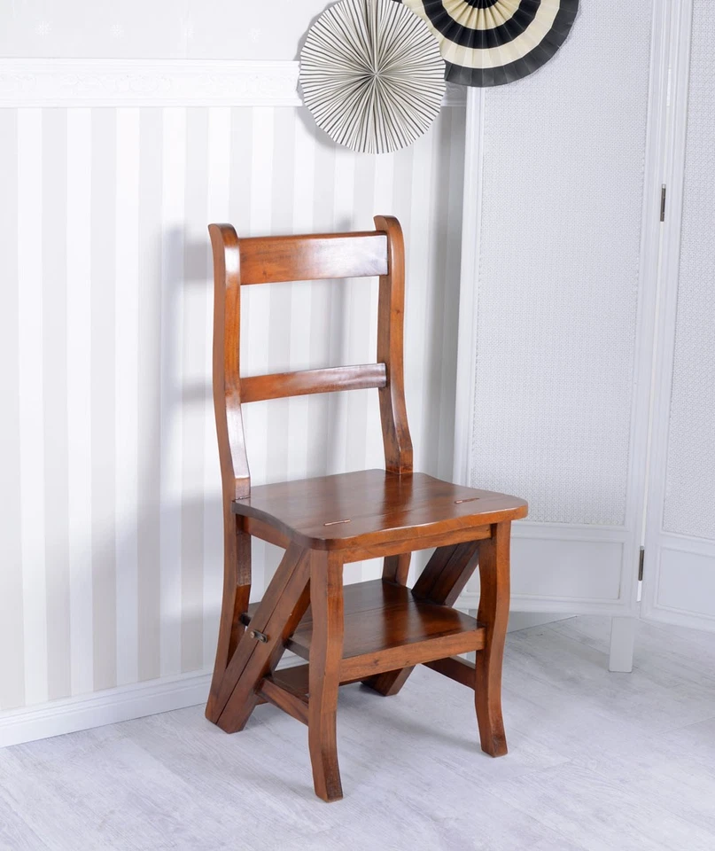 Bibliothekstuhl Treppenstuhl Leiterstuhl Stuhlleiter Treppenhochstuhl Trittstuhl - Bild 4 von 4