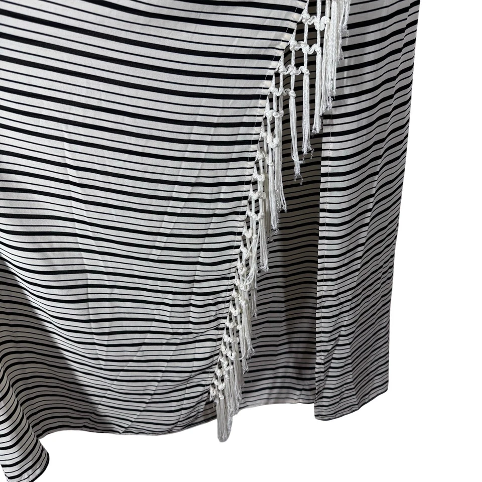 Maxi Vestido Greylin Rayas Flecos Imitación Envolvente Para Mujer XS Bohemio Preppy Resort Foto 4 de 4