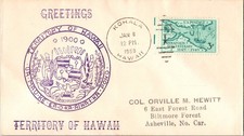 US Cover-Greetings Territory Of Hawaii-Maunaloa-To Col. Orville M Hewitt
