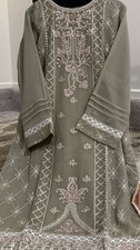 Indian Pakistani Embroidered Chiffon Salwar Kameez Size Xl Fully Lined