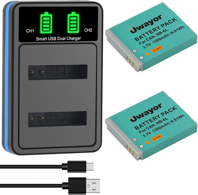 2 Pack NB-6L NB-6LH Battery and Charger for Canon Powershot SX540 HS, SX530 HS,