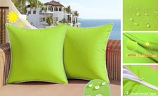 Outdoor Waterproof Throw Pillow Covers 16x16 Set 16" x 16" Pack of 2 Green