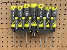 13 Screwdriver Holder For Ryobi Link Rails, pegboard, or wall. Garage Tool Black
