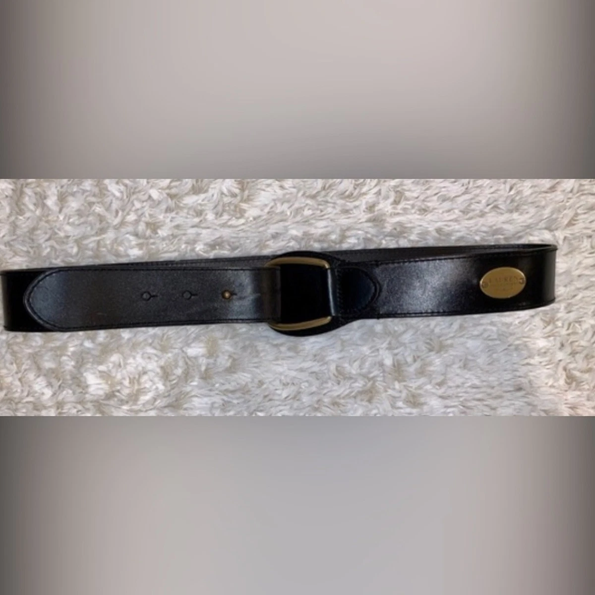 Ralph Lauren Belt black wide d ring belt horse but shoe 