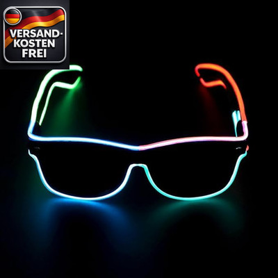 Leuchtende LED Sonnenbrille für Festival Disco Rave & Karneval mit 4 Modi, faltb