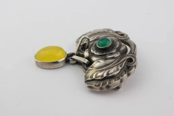 Broche Georg Jensen Plata de Ley del Año 2008 COLECCIÓN PATRIMONIO con Ágata Foto 3 de 4