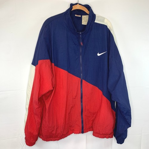 Giacca a vento Nike anni 90 full zip color block grande logo vintage uomo XL - Foto 3 di 19