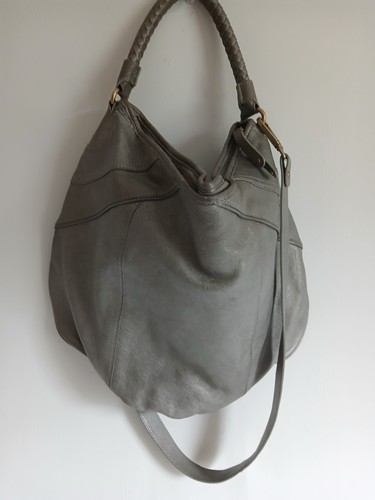 Banana Republic graue italienische Damen-Ledertasche Handtasche gebürstete Goldbeschläge - Bild 7 von 24