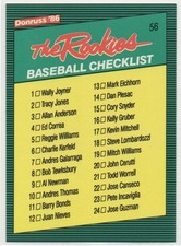 1986 Donruss The Rookies #56  Checklist  1-56  (Bonds Canseco Clark Jackson)  #1