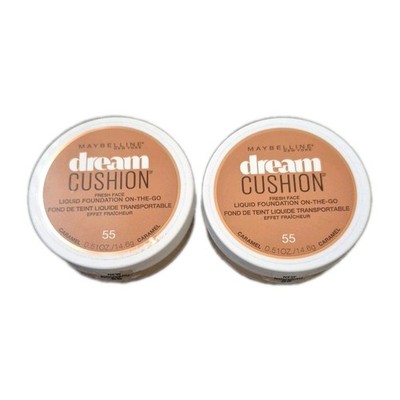 MAYBELLINE DREAM CUSHION  LIQUID FOUNDATION ON GO 55 CARAMEL SEALED PACK OF 2